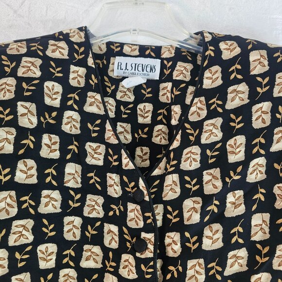 R.J. Stevens By Carol Escritor Top Blouse Button Down Size 16 V-Neck Fall Autumn - Picture 3 of 9